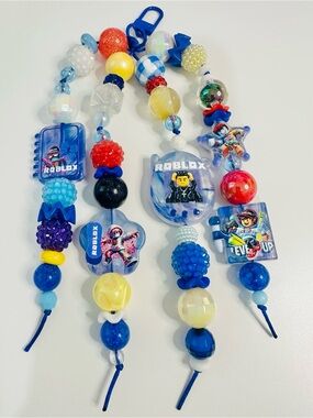 Roblox Beaded backpack charm- Blue Yellow Multicolor